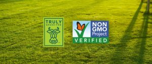 truly grass fed lego and Non GMO Project Verified logo