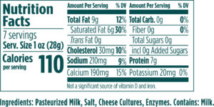 Natural Aged Cheddar Cheese Wedge Nutritional information