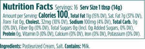 Creamy Salted Butter Nutritional Information