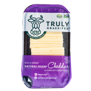 truly grass fed natural sharp cheddar cheese slices