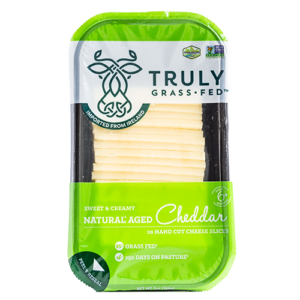 truly grass fed natural aged cheadar cheese hand sut slices