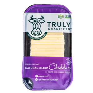 truly grass fed natural sharp cheddar cheese hand sut slices