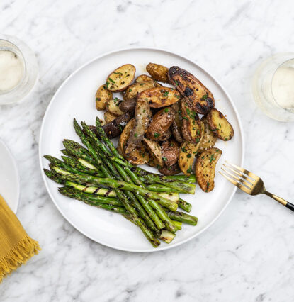 asparagus with brown butter potatoes
