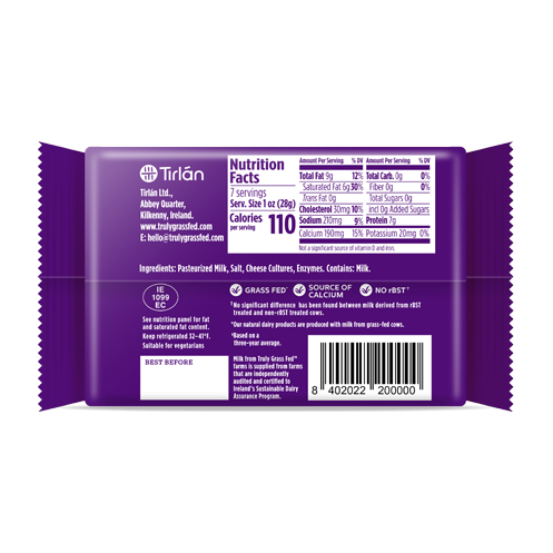 natural sharp cheddar cheese wedge back of product