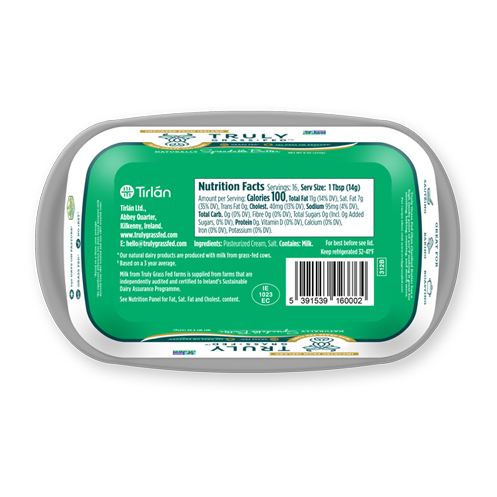 naturally spreadable salted butter bottom of tub