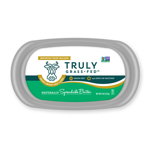 naturally spreadable salted butter top of tub