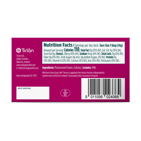 natural creamy salted butter back of product