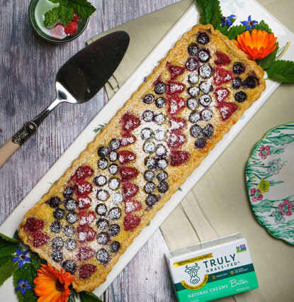 blueberry and raspberry almond tart