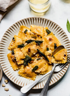 browned butter butternut squash ravioli
