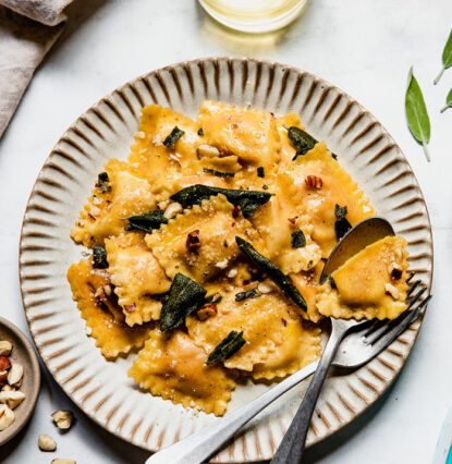 browned butter butternut squash ravioli