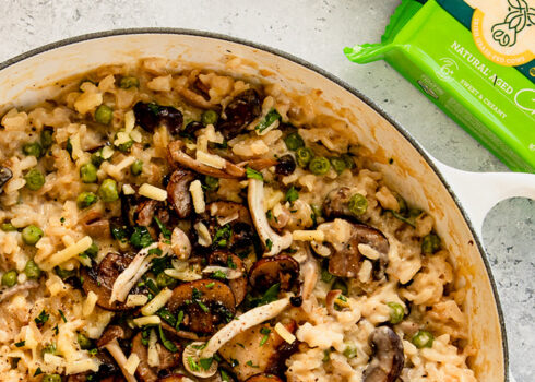 mushroom pea risotto