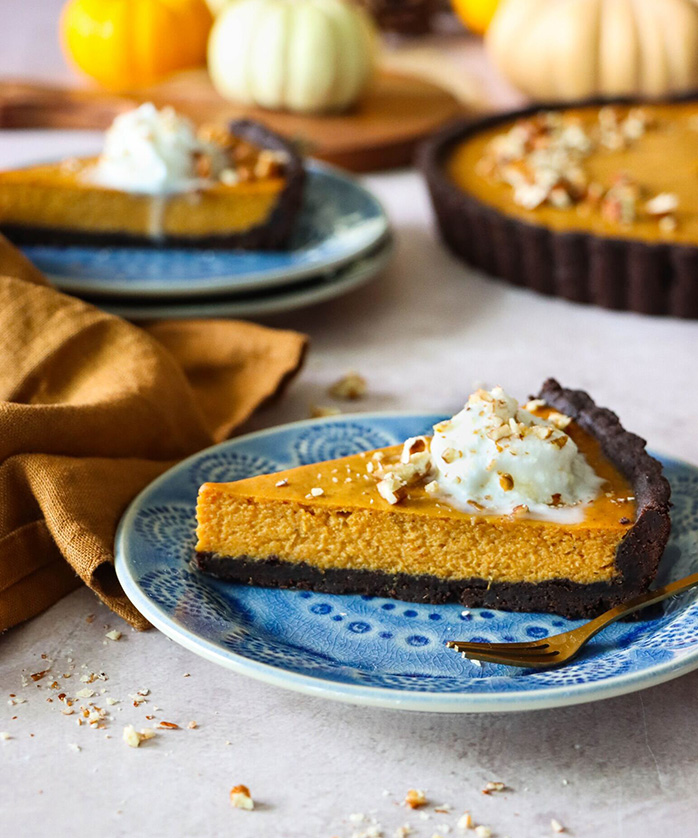 Pumpkin Tart with Dark Chocolate Crust - Truly Grass Fed